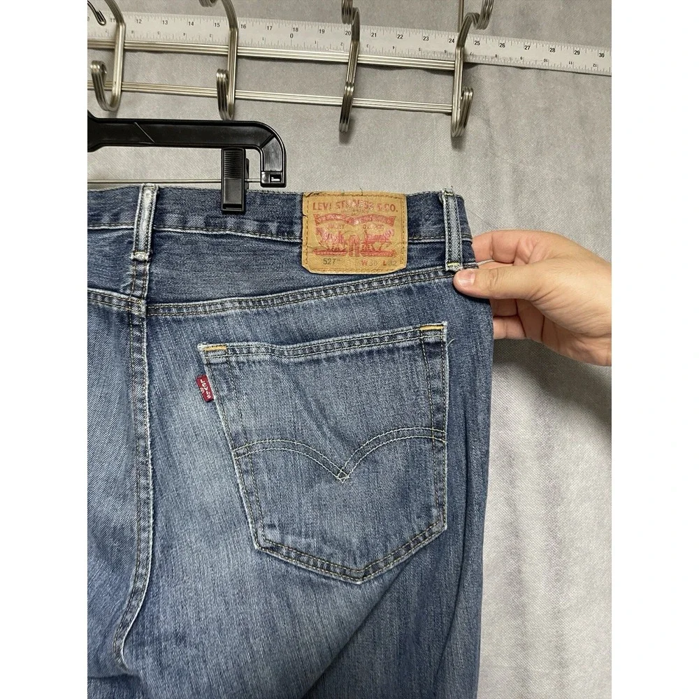 Levi's 527 Jeans Men 36 X32 Blue Denim Stone Wash Preppy Western‎ Bootcut Cowboy